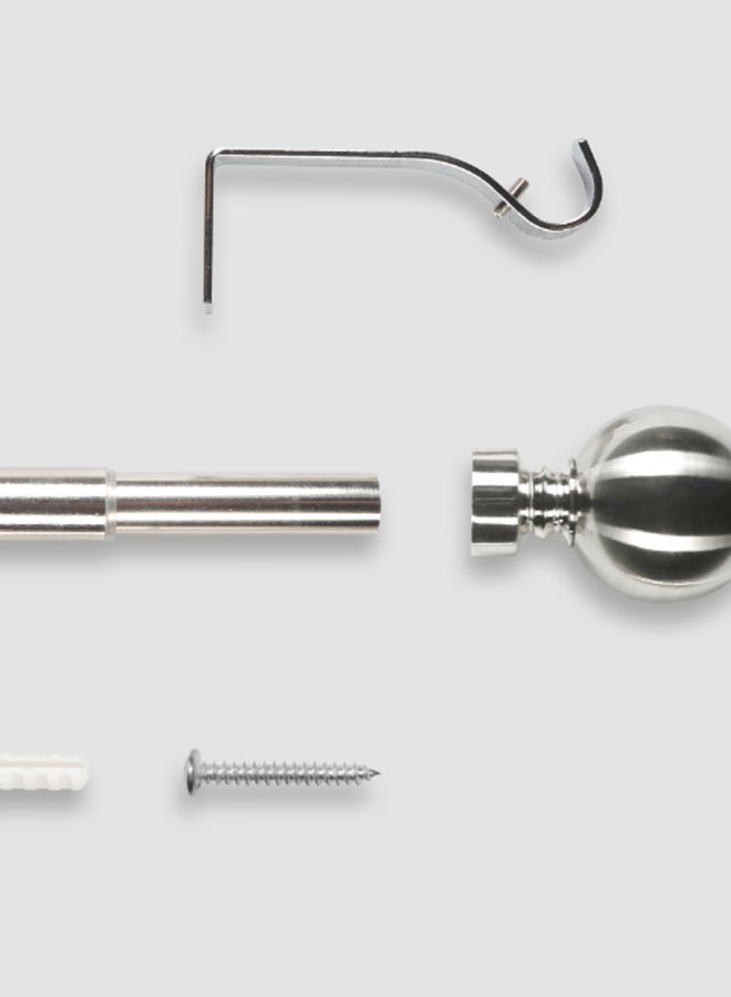 Switch - Ball Single Extendable Window Curtain Rod Set Unique Quality Curtains Pole and Rod to Suit your Curtain Collections Brushed Nickel 120/210cm - Image 1