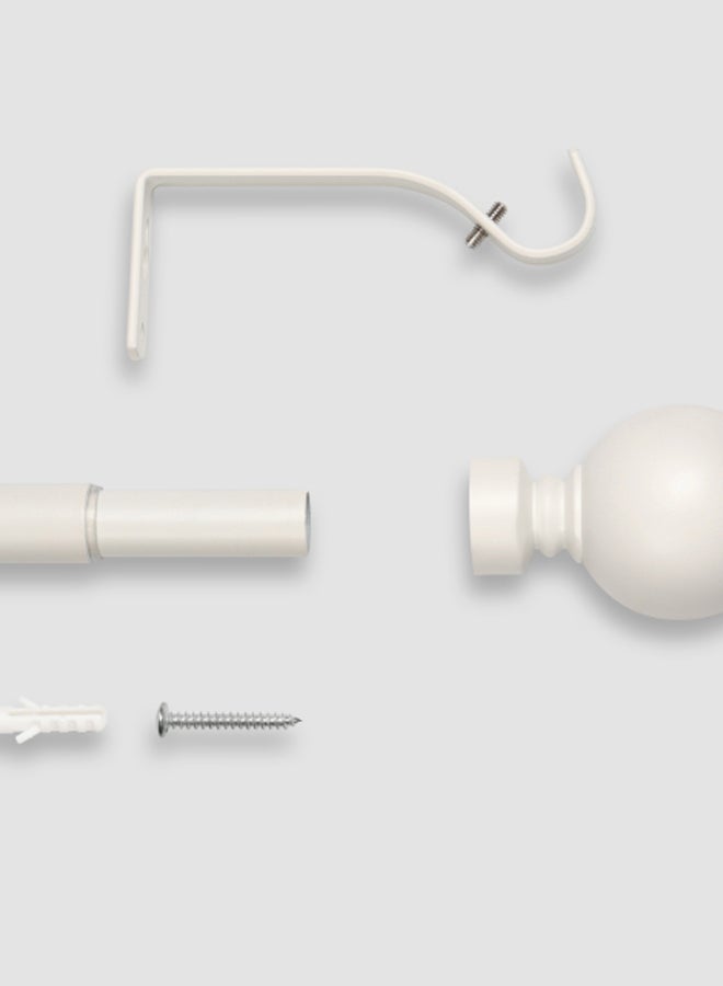 Switch - Ball Single Extendable Window Curtain Rod Set Unique Quality Curtains Pole and Rod to Suit your Curtain Collections Matt White 160/300cm - Image 1