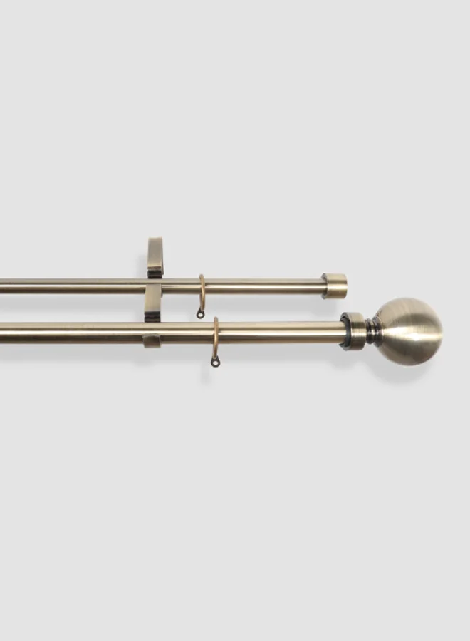 ebb & flow Ball Double Extendable Window Curtain Rod Set Unique Quality Curtains Pole and Rod to Suit your Curtain Collections Antique Brass 120/210cm