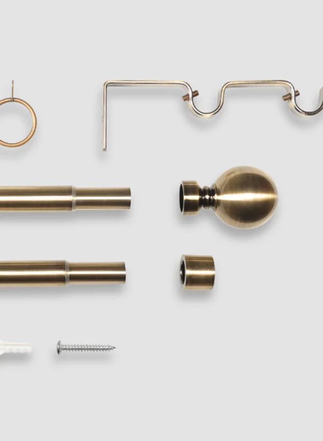 ebb & flow Ball Double Extendable Window Curtain Rod Set Unique Quality Curtains Pole and Rod to Suit your Curtain Collections Antique Brass 120/210cm