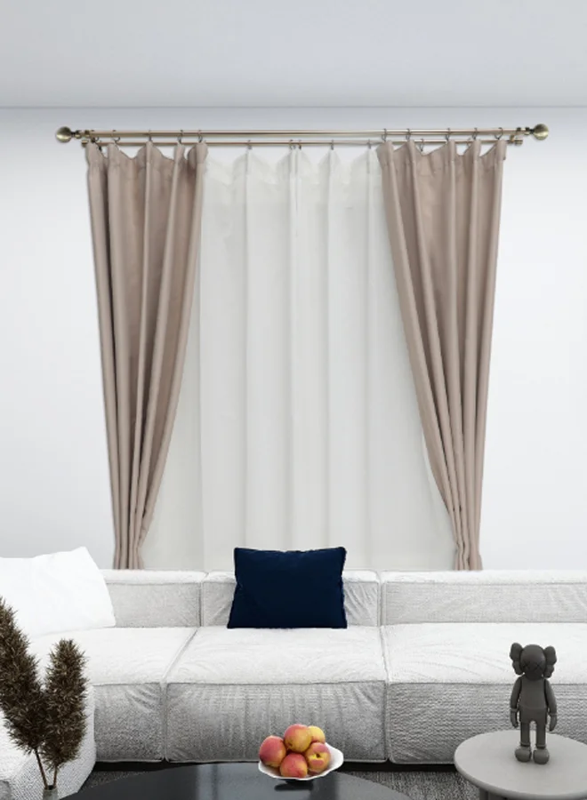 ebb & flow Ball Double Extendable Window Curtain Rod Set Unique Quality Curtains Pole and Rod to Suit your Curtain Collections Antique Brass 120/210cm