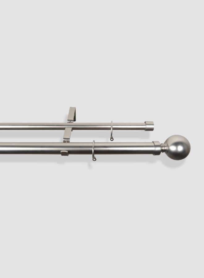 ebb & flow - Ball Double Extendable Window Curtain Rod Set Unique Quality Curtains Pole and Rod to Suit your Curtain Collections Satin Nickel 120/210cm - Image 1