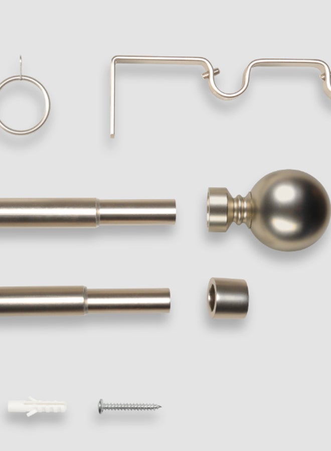 ebb & flow - Ball Double Extendable Window Curtain Rod Set Unique Quality Curtains Pole and Rod to Suit your Curtain Collections Satin Nickel 120/210cm - Image 1