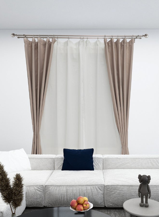 ebb & flow - Ball Double Extendable Window Curtain Rod Set Unique Quality Curtains Pole and Rod to Suit your Curtain Collections Satin Nickel 120/210cm - Image 1