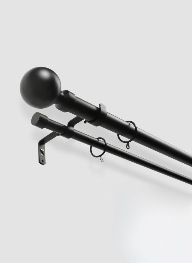 Switch - Ball Double Extendable Window Curtain Rod Set Unique Quality Curtains Pole and Rod to Suit your Curtain Collections Matt Black 160/300cm - Image 1