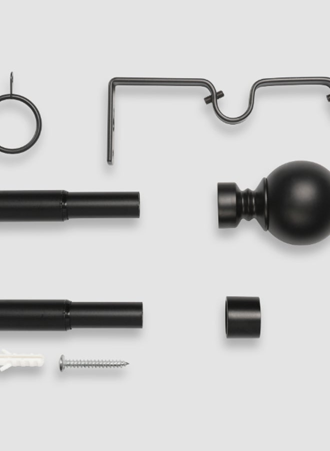 Switch - Ball Double Extendable Window Curtain Rod Set Unique Quality Curtains Pole and Rod to Suit your Curtain Collections Matt Black 160/300cm - Image 1