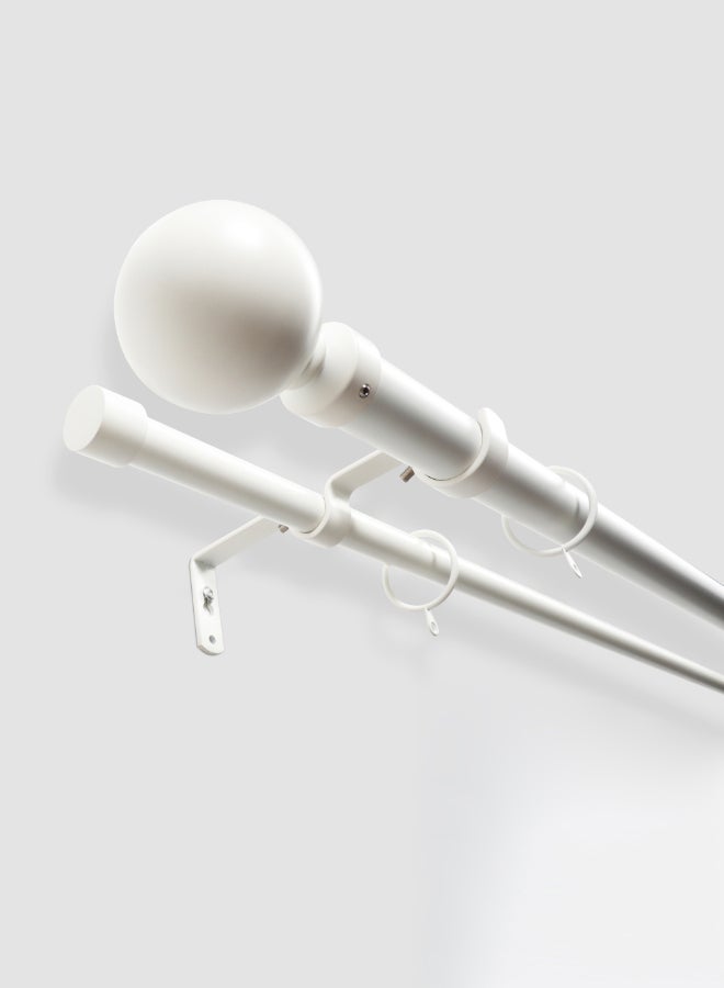 Switch - Ball Double Extendable Window Curtain Rod Set Unique Quality Curtains Pole and Rod to Suit your Curtain Collections Matt White 160/300cm - Image 1