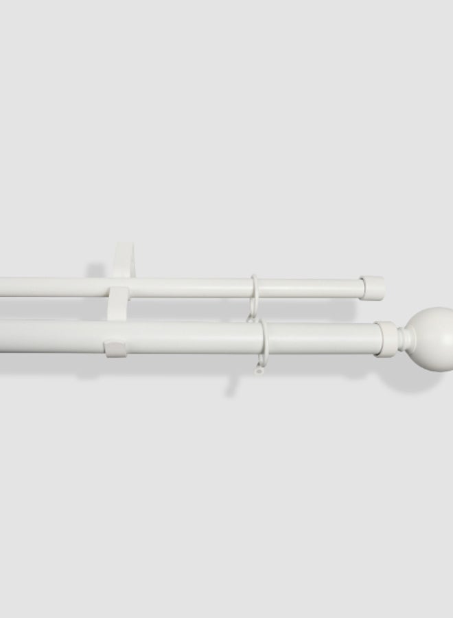 Switch - Ball Double Extendable Window Curtain Rod Set Unique Quality Curtains Pole and Rod to Suit your Curtain Collections Matt White 160/300cm - Image 1