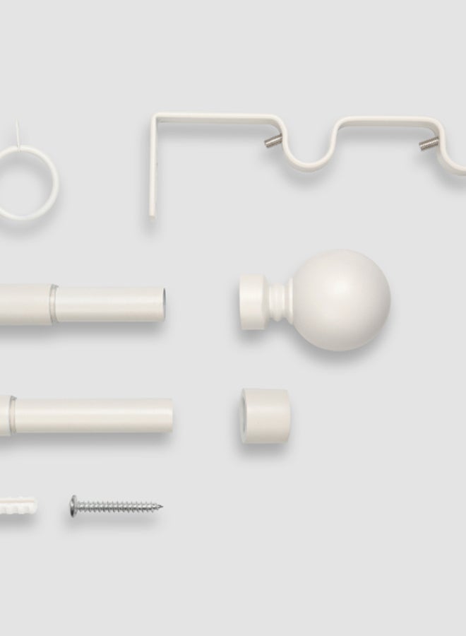 Switch - Ball Double Extendable Window Curtain Rod Set Unique Quality Curtains Pole and Rod to Suit your Curtain Collections Matt White 160/300cm - Image 1