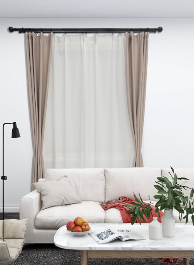 Switch - Ball Double Extendable Window Curtain Rod Set Unique Quality Curtains Pole and Rod to Suit your Curtain Collections Matt Black 160/300cm - Image 1