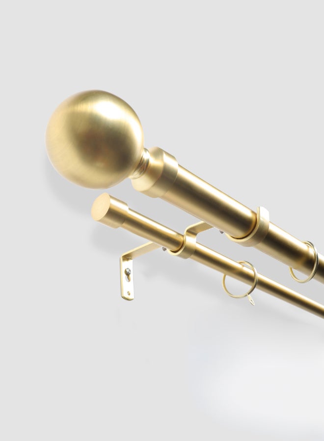 ebb & flow - Ball Double Extendable Window Curtain Rod Set Unique Quality Curtains Pole and Rod to Suit your Curtain Collections Polished Brass 160/300cm - Image 1