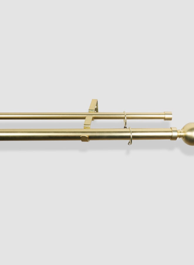 ebb & flow - Ball Double Extendable Window Curtain Rod Set Unique Quality Curtains Pole and Rod to Suit your Curtain Collections Polished Brass 160/300cm - Image 1