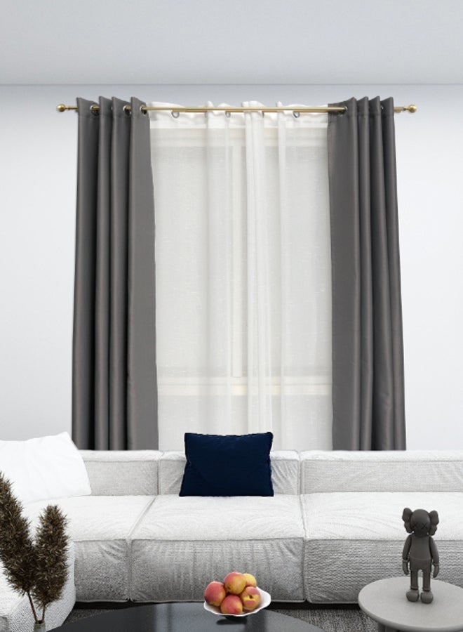 ebb & flow - Ball Double Extendable Window Curtain Rod Set Unique Quality Curtains Pole and Rod to Suit your Curtain Collections Polished Brass 160/300cm - Image 1