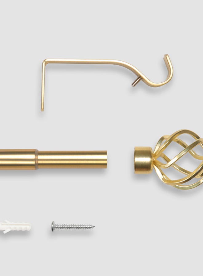 Switch - Bird Cage Single Extendable Window Curtain Rod Set Unique Quality Curtains Pole and Rod to Suit your Curtain Collections Polished Brass - Image 1