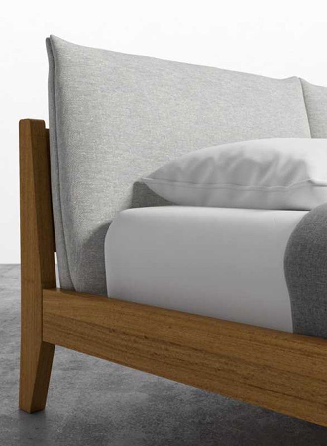 Switch - Bed Base & Headboard - Double Size Bed Wood Wood/Grey Color - Size Double - Modern Home Wood/Grey Doublecm - Image 1