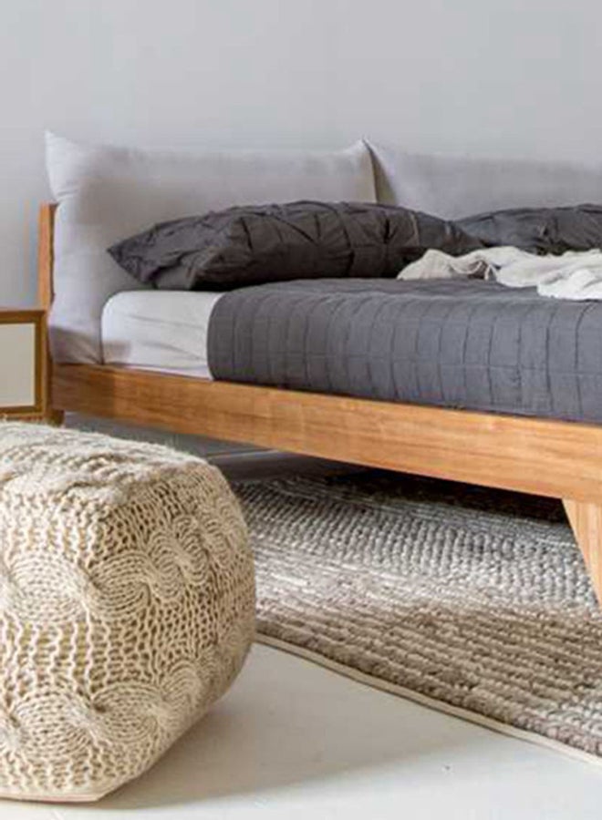 Switch - Bed Base & Headboard - Double Size Bed Wood Wood/Grey Color - Size Double - Modern Home Wood/Grey Doublecm - Image 1