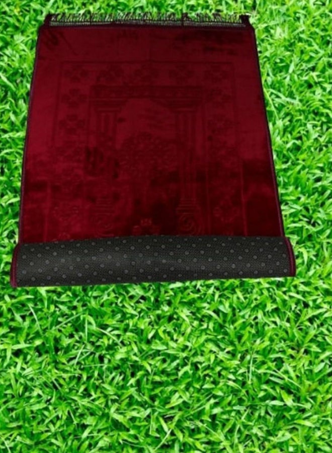 Rosh Soft Velvet Prayer Mat Red  - Image 2