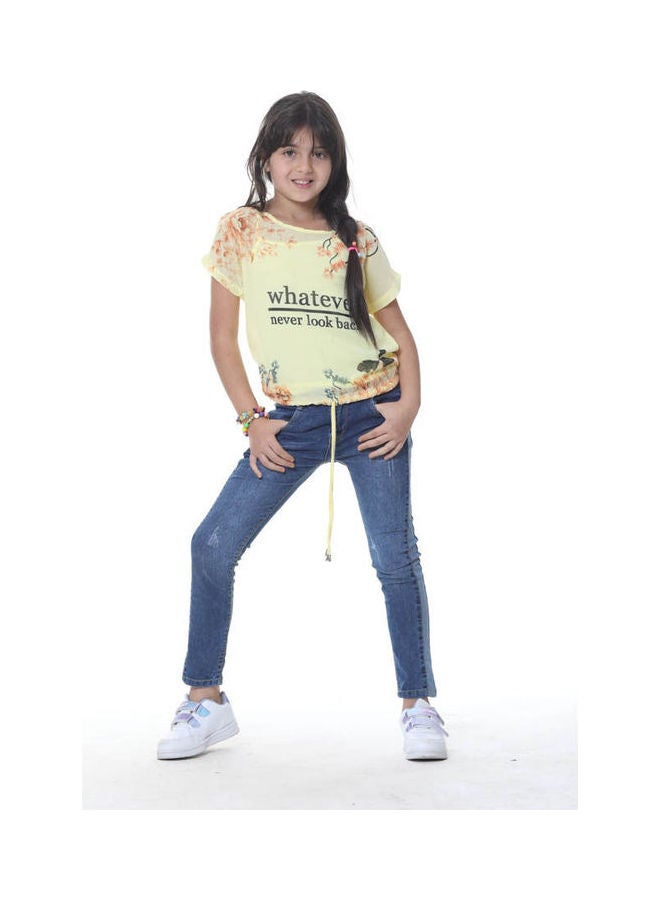 Casual Printed  Regular Blouse Yellow