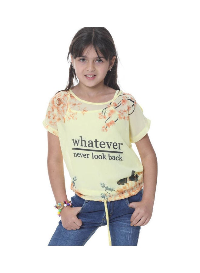Casual Printed  Regular Blouse Yellow