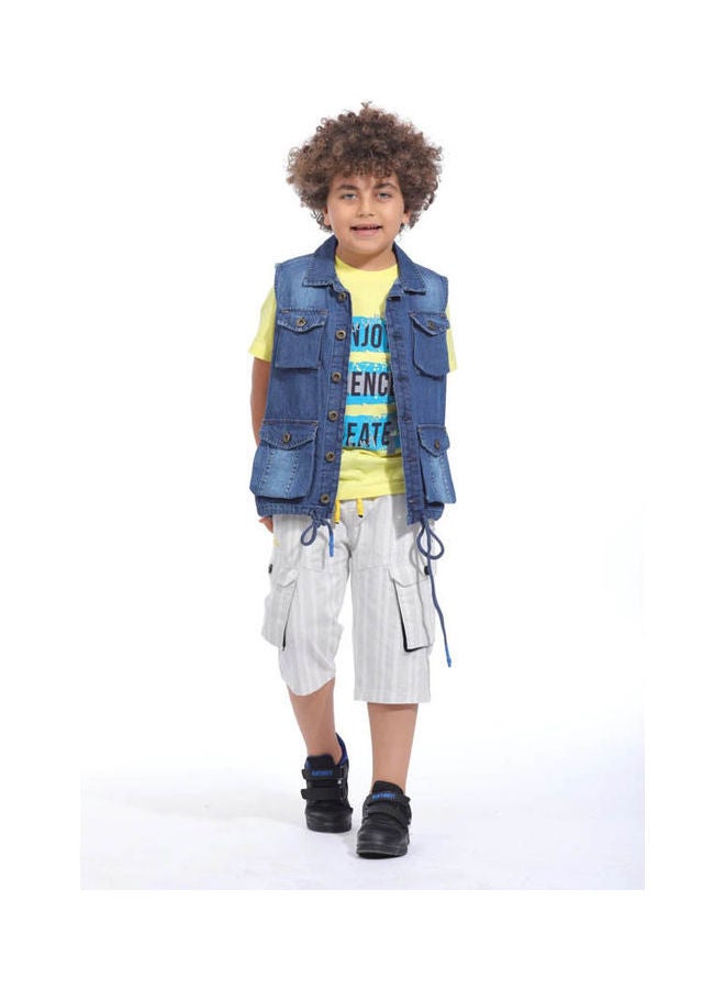 KTK by Katakit - Casual Plain Basic Collared Neck Sleeveless Vest Blue - Image 1