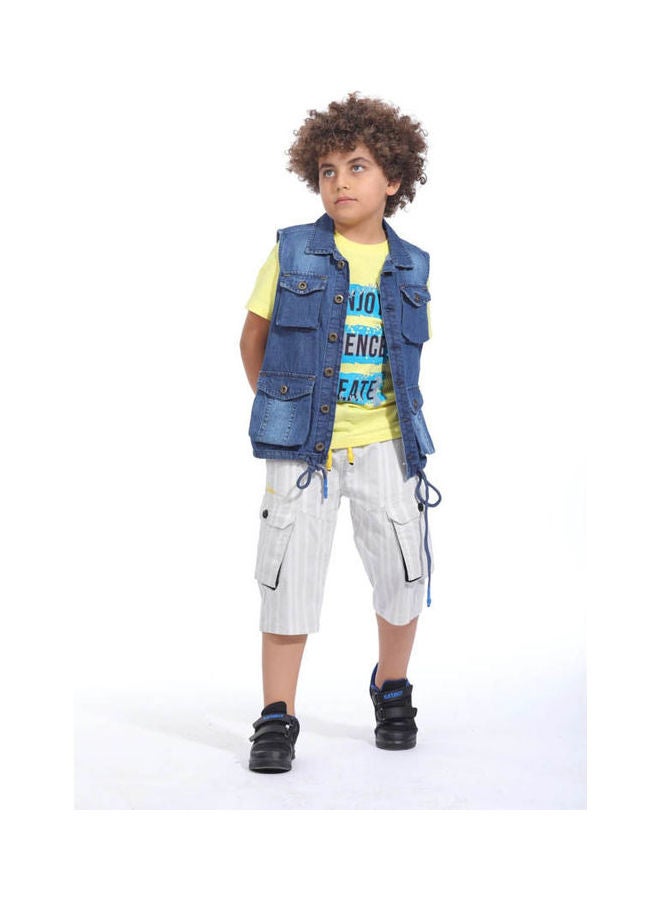 KTK by Katakit - Casual Plain Basic Collared Neck Sleeveless Vest Blue - Image 1