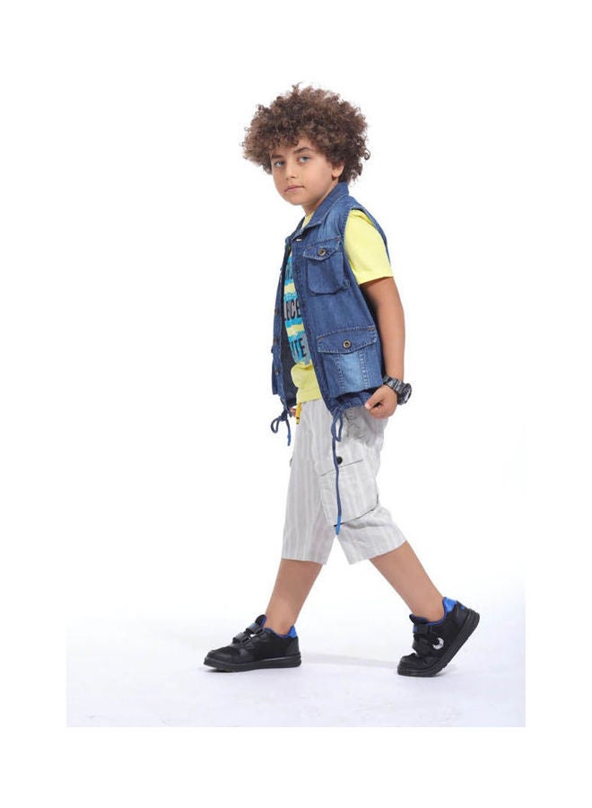 KTK by Katakit - Casual Plain Basic Collared Neck Sleeveless Vest Blue - Image 1