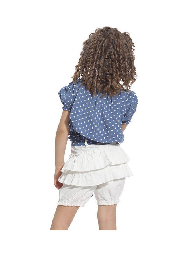 KTK by Katakit - Casual Polka Dot Mid-Rise Cowl Neck sets Blue - Image 1