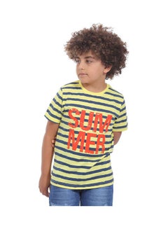 Casual Printed Round Neck t_shirt Yellow