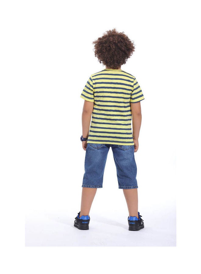 KTK by Katakit - Casual Printed Round Neck t_shirt Yellow - Image 1