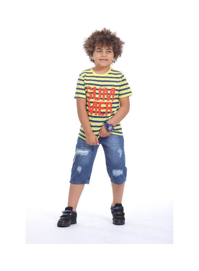 KTK by Katakit - Casual Printed Round Neck t_shirt Yellow - Image 1