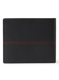 Red Tape Sewing Detailed Leather Wallet Black  - Image 2