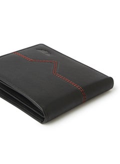 Red Tape Sewing Detailed Leather Wallet Black  - Image 3
