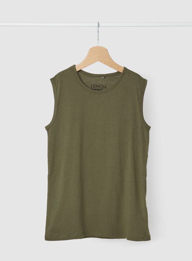 Solid Design Sleeveless Camisole Olive As Swatch - v1647531285/N41894065V_1