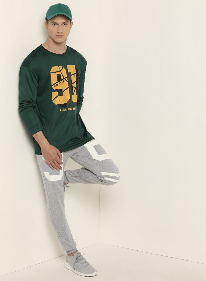 ABOF Men's Printed Comfortable Cotton Blend Casual Sweatpants Grey/White  - Image 3