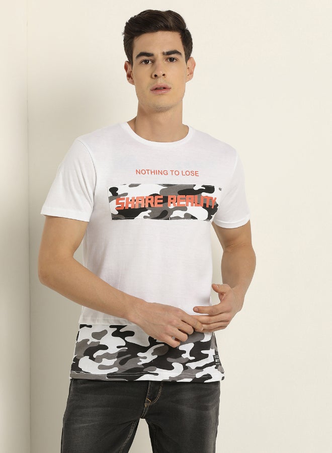 ABOF Stylish Knitted Crew Neck Cotton T-Shirt White - Image 1