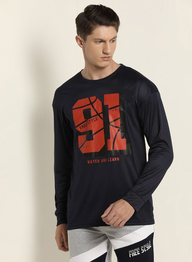 ABOF Printed Long Sleeve T-Shirt Black/Red - Image 1