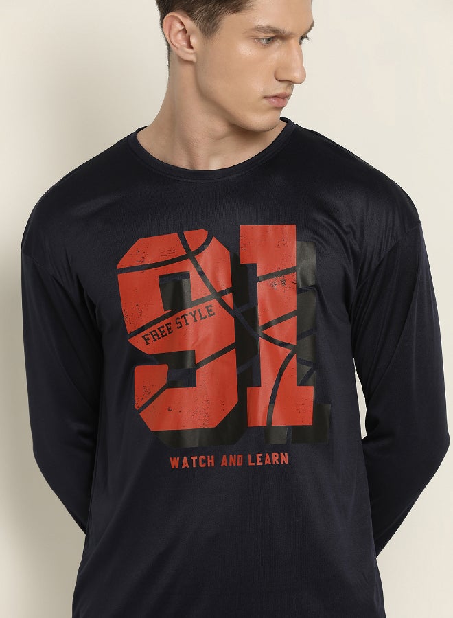 ABOF Printed Long Sleeve T-Shirt Black/Red - Image 3