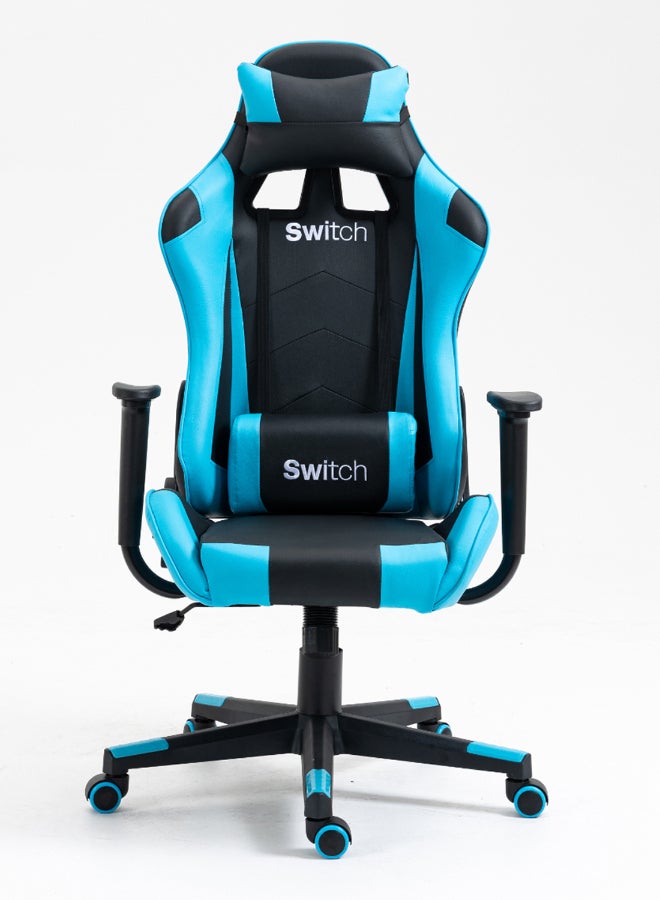 Switch - Drake High Back Ergonomically Stable, With Swivel Function, Adjustable In Full Reclining Faux Leather Computer Silla Gamer Racing Gaming Chair, In Black With Blue Accents 5727Lb Light Blue - Image 1