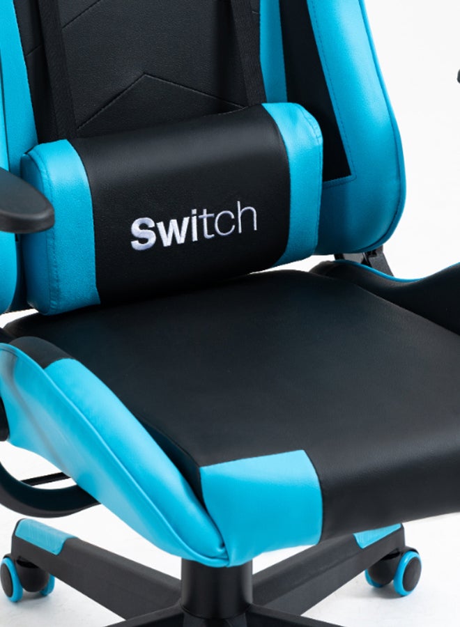 Switch - Drake High Back Ergonomically Stable, With Swivel Function, Adjustable In Full Reclining Faux Leather Computer Silla Gamer Racing Gaming Chair, In Black With Blue Accents 5727Lb Light Blue - Image 1