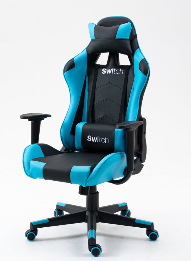 Switch - Drake High Back Ergonomically Stable, With Swivel Function, Adjustable In Full Reclining Faux Leather Computer Silla Gamer Racing Gaming Chair, In Black With Blue Accents 5727Lb Light Blue - Image 1