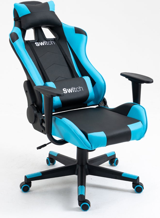 Switch - Drake High Back Ergonomically Stable, With Swivel Function, Adjustable In Full Reclining Faux Leather Computer Silla Gamer Racing Gaming Chair, In Black With Blue Accents 5727Lb Light Blue - Image 1