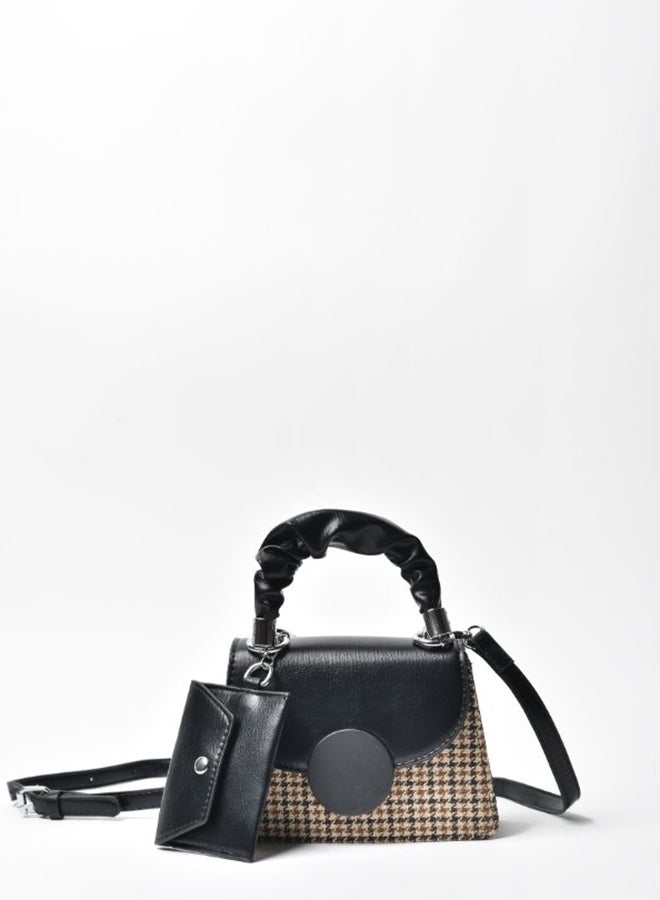 جوف حقيبة ساتشيل كاجوال أنيقة للنساء مع محفظة أسود - Image 1