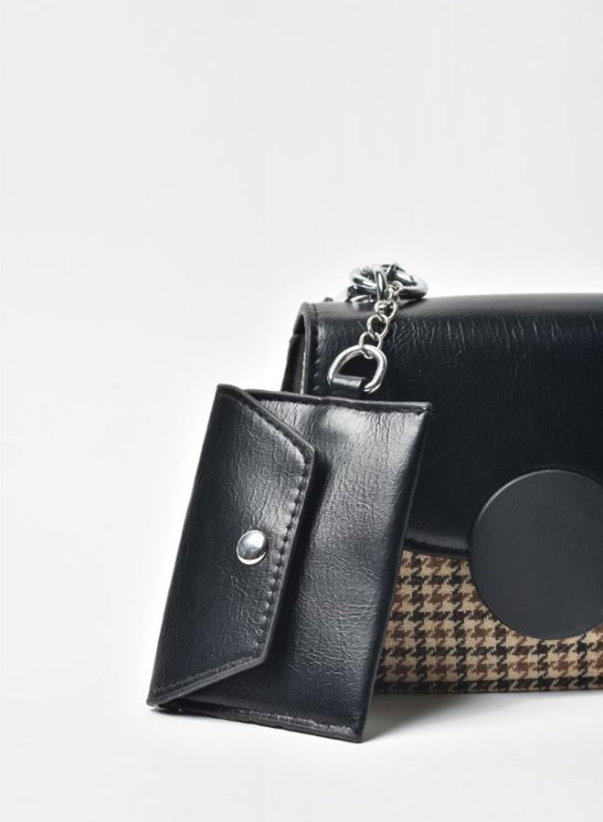 جوف حقيبة ساتشيل كاجوال أنيقة للنساء مع محفظة أسود - Image 5