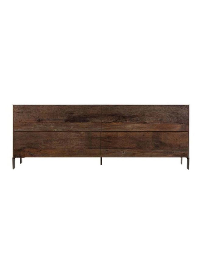 ebb & flow Bedroom Makeup Vanity Luxurious - White/Brown//Black Ronald Collection Wood Table - 4 Drawer Dresser For Hairstyle brown; grey-silver 183x56x68cm  - Image 4