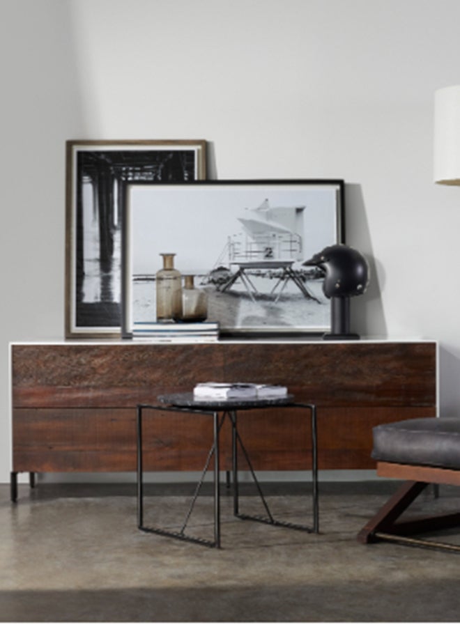 ebb & flow Bedroom Makeup Vanity Luxurious - White/Brown//Black Ronald Collection Wood Table - 4 Drawer Dresser For Hairstyle brown; grey-silver 183x56x68cm  - Image 2