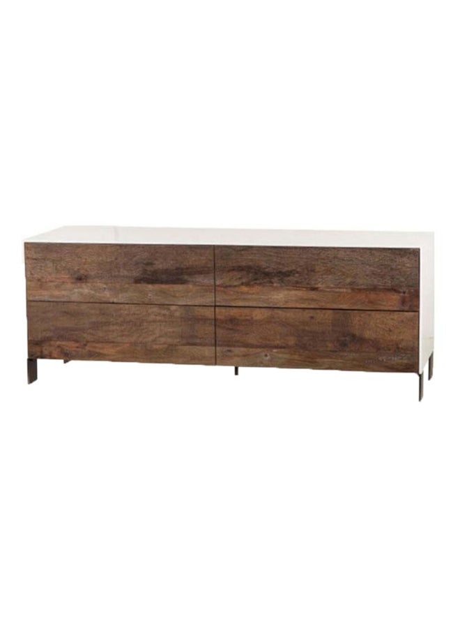 ebb & flow Bedroom Makeup Vanity Luxurious - White/Brown//Black Ronald Collection Wood Table - 4 Drawer Dresser For Hairstyle brown; grey-silver 183x56x68cm  - Image 1