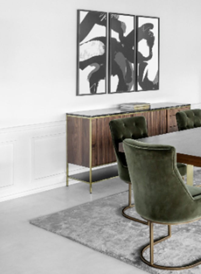 ebb & flow - Dining Table Luxurious - 8 Seater - Dining Table - Walnut/Brass Chester Collection Walnut Wood Dining Table - Walnut/Brass 203x76x102cm - Image 1