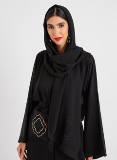 حياة عباية بتفاصيل جيوب مع طرحة جيت بلاك  - Image 3