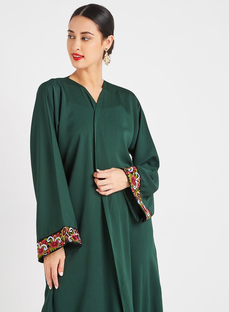 Floral Modest Lace Abaya Green - v1647531488/N40401616V_3