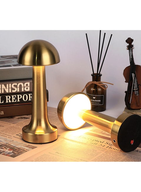 Retro Atmosphere Mushroom Table Lamp Gold 8 x 22 x 9.5cm